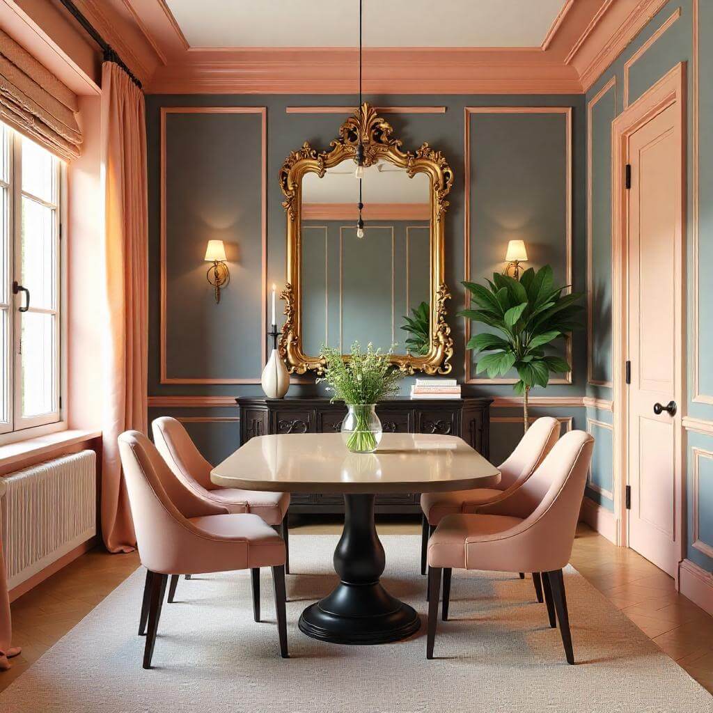 Grey and peach wall color combination